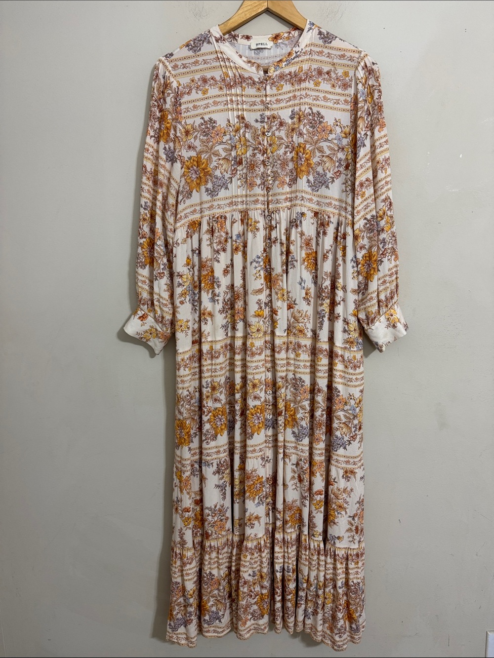 Spell Meadowland Maxi Gown Cream Floral size L Cottagecore Events Boho Country - Picture 3 of 13
